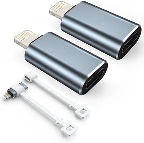 TechMatte Adaptateur USB C vers Lightning, Charge Rapide 27 W PD Compatible avec iPhone 14/13/12/11 Pro Max Mini/X/XR/iPad/iPod/AirPods, avec Corde Anti-Perte (Lot de 2)