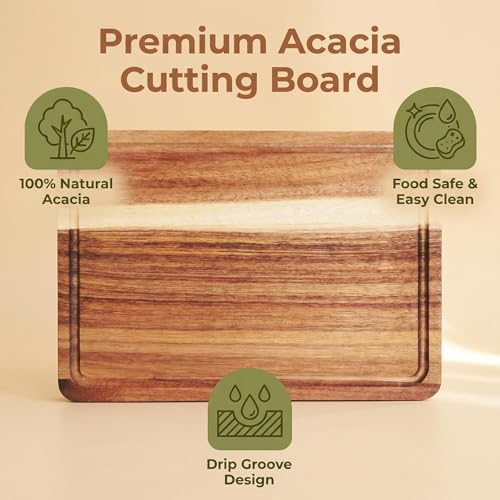 Tabla de cortar madera rectangular 24.9x17.8 cm con ranura miniatura 3
