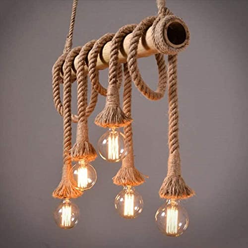 Lampe à pendaison industrielle vintage lustre corde chanvre salon