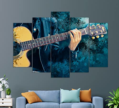 Player Canvas Print, Abstract Guitar Wall Art, Guitar Player Gift, Rock Club Decor, Piano...