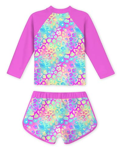 Image of TUONROAD Girls 2 Pieces Rash Guard Swimsuit Long Sleeve Tankini for 4-10 Years