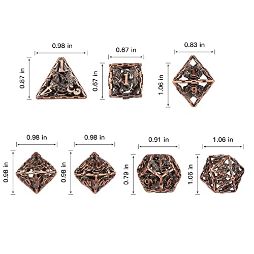 Dnd Dragon Hollow Metal Polyhedral Dice 7Pcs Set For Dungeons And Dragons Rpg Mtg Table Games D&D Pathfinder Shadowrun And Math Teaching #TOP5