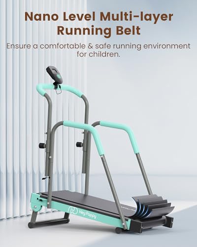 Image of Kids Treadmill, Treadmill for Kids Manual with Handle Bar Up to 165Lbs Capacity, Upgraded Kids Exercise Equipment with 2 Adjustable Incline Mode & 4 Level Upright Height