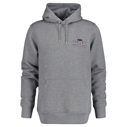 GANT Men's Reg Shield Hoodie, grey melange, XXS