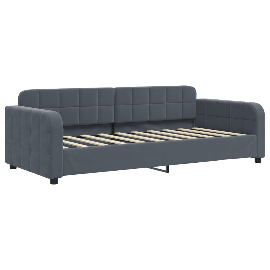 Brokky 354072 Letto da Giorno Grigio Scuro 90x190 cm in Velluto Divano Letto,Giroletto, Singolo, Matrimoniale, Moderna