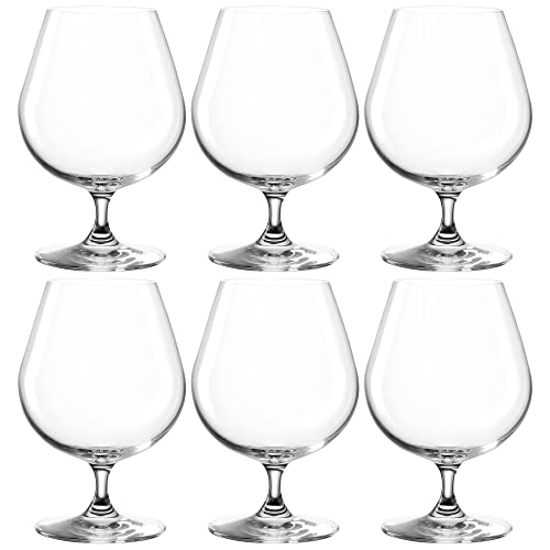 Leonardo Ciao+ Cognac-Gläser 6er Set, Cognac-Schwenker mit gezogenem Stiel, spülmaschinenfeste Weinbrand-Gläser, Höhe 13,5 cm, 400 ml, 061454