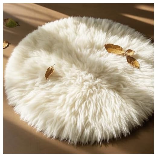 Champlus Genuine Australian Merino Round Sheepskin Rug, 4x4 ft Lambskin Area Rug, White