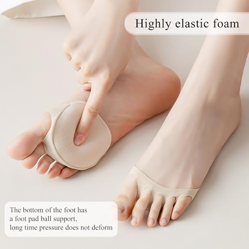 Image of 4 Pairs Metatarsal Pads Ball of Foot Cushions Honeycomb Fabric Forefoot Pads for Women High Heels Shoes Foot Pads Invisible Soft Toe Pads (3 Pairs Beige+1 Pairs Black, Style1+Style2)