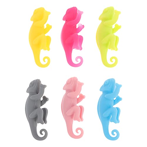 Hemoton Glass Drinking Cups 6pcs Silicone Wine Glass Charms Tags Gecko Drink Markers for Flutes Cocktails Martinis Wine Glass Cup Identify Identifier Martini Glasses