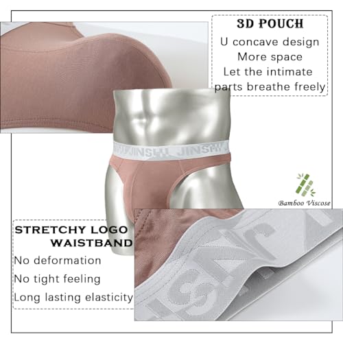 JINSHI Men's Thongs Underwear Sexy Bamboo G String Mens Low Rise Breathable Sport T-Back Bulge Pouch Stretchy Tanga Plus Size4
