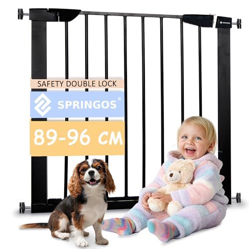 SPRINGOS barriera di sicurezza per porte e scale con estensione da 14 cm: 89-96 cm