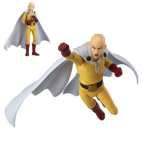 Puruuige One Punch Man Saitama Figure, Anime Cartoon Characters Statue, Movable Design PVC Clay Changeable Face Movable Figure Statue Ornaments