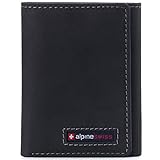 Alpine Swiss Leon Mens RFID Safe Trifold Wallet Cowhide Leather Comes in a Gift Box Charcoal