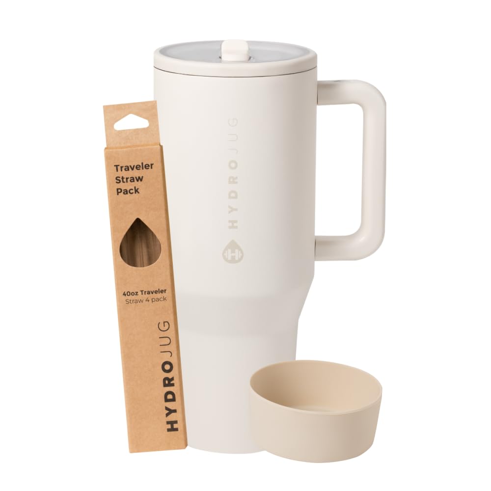 Amazon.com: HydroJug Cream 40oz Traveler + Replacement Straws +