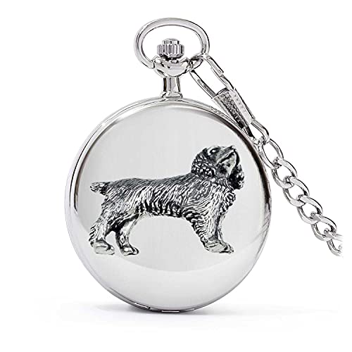 Montre de poche gousset quartz Épagneul D5 argent poli Sheffield