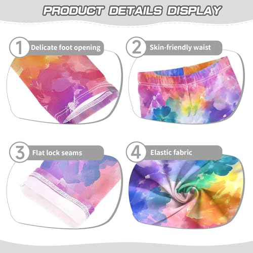 Rainbow Colorful Flower Girls Casual Leggings for Kids Printed Long Pant Bottoms Stretch and Soft3