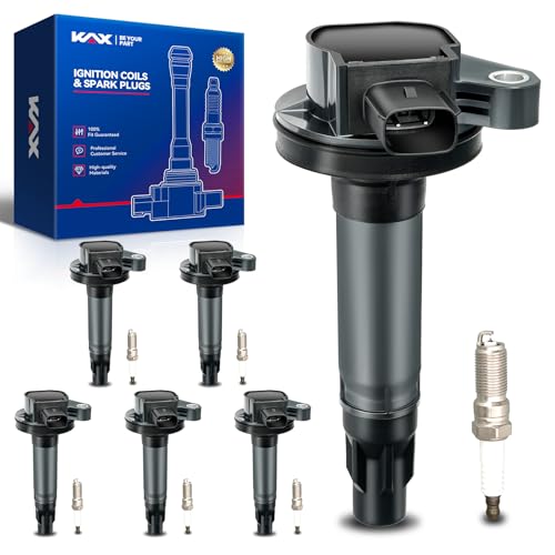 KAX 6-Pack Ignition Coils and Double Iridium Spark Plug Set Compatible with Ford Edge 2011-2014 3.7L, Explorer 2011-2017, F-150, Transit-150/250/350, Flex, Mustang, Lincoln MKS, MKT, MKX, UF553