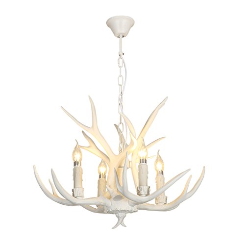 Lustre bois de cerf blanc 4 têtes pour métamorphoser un plafond bas ou sombre