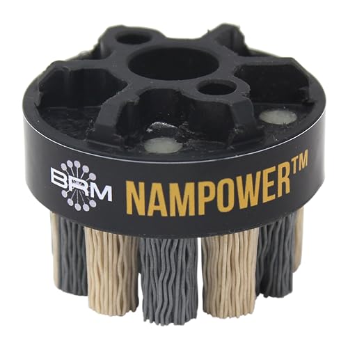 Image of Brush Research ADD5018320 Nampower Dot Style Abrasive Disc Brush, Combination Silicon Carbide /Ceramic Filament, 50mm Diameter, 18mm Bristle Length, 320 Grit (Pack of 1)