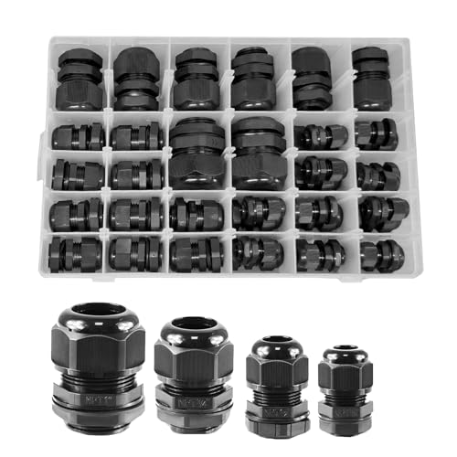 Presse-étoupe NPT étanche IP68 en nylon PA noir pour câble électrique - Lot de 48 pièces