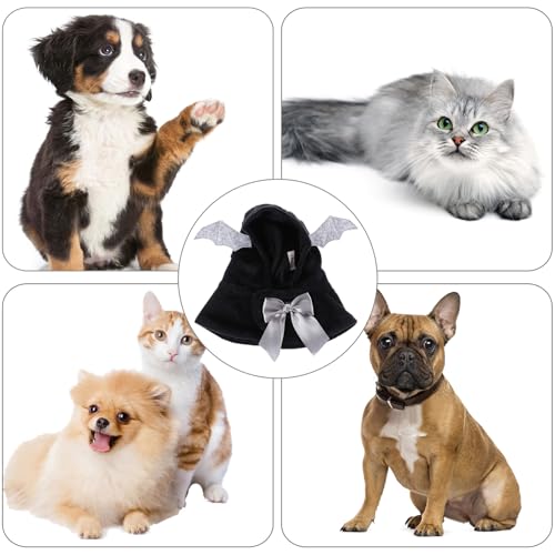 Manto para perro con capucha diseño de murciélago negro 30 cm miniatura 7
