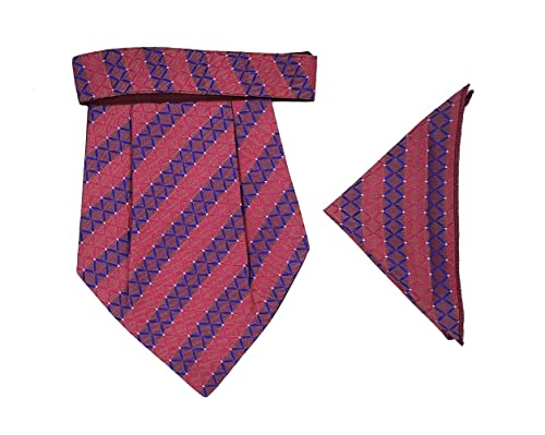 Image of formal cravat set for men with pocket square Men's Cravat Necktie, Self Design Microfiber Dark Multi color Free Size