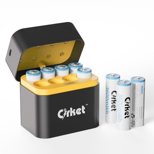 Cirket Rechargeable AA Lithium ion Batteries 8 Pack with Fast Charger | 3600mWh High Capacity | 1.5V...