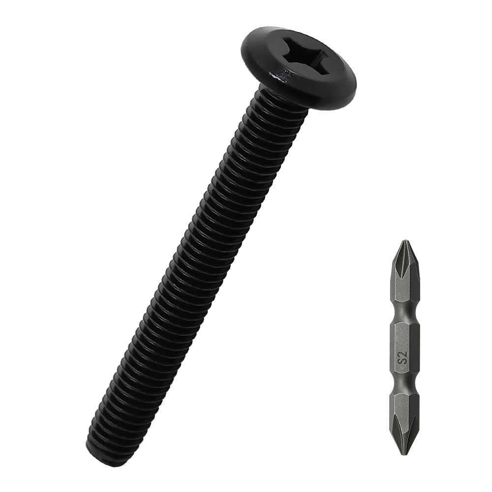 M6-1.0 x 50mm Flat Head Machine Screws (20 pcs), 18-8 (304) Stainless Steel, Phillips Drive #3, Black Oxide Coated Furniture Connectors Screws, Fayeploo
