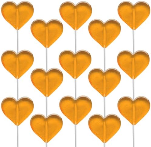 Fruidles 60-Count Orange Flavored Lollipops Mini Heart Shaped Delicious Lollipop, Individually Wrapped, 5g Lollipop