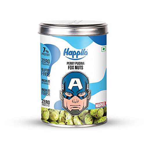 Image of Happilo Marvel Captain America Edition Perky Pudina Fox Nut 30g, 7% Protein, Healthy Snack Rich in Fiber, Zero Cholesterol