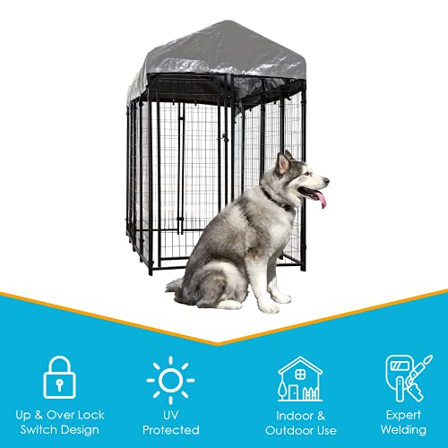 Dog Kennel Outdoor, Outside Kennels, Large Wire Crate, 4x8x6 Ft, Metal, Welded, Dogs Runs, w/Roof Cover, Big Enclosed… - Image 3