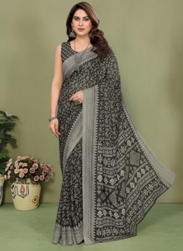 Image of Yashika Women's Georgette Saree with Blouse Piece for Traditional Ethinic Wear Sari