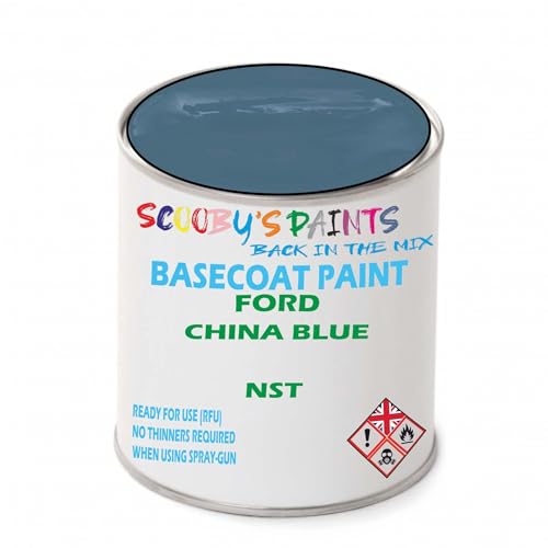 SCOOBYS PAINTS BACK IN THE MIX Paint Compatible With Ford China Blue Nst Basecoat Rfu Ready For Use - spray Automotive Colour (1 Litre)