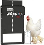 GRUBSFARM Automatic Chicken Coop Door - Programmable w/App & Timer, Solar/Battery/Grid Powered, Motion Sensor for Anti-Pinch,Plug & Play Electric Door, Aluminum for Weatherproof, Low Battery Alert