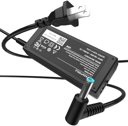 45W Charger Compatible with HP Laptop Computer - Compatible with HP Stream 11 13 14, Pavilion x360 11 13 15 17, Envy, ProBook, EliteBook, Spectre AC Adapter, Notebook 14 15 Power Supply Cord（Blue Tip）