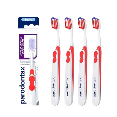 Parodontax Expert Clean, Cepillo de dientes Limpieza Experta y Suave, Ayuda a Detener y Prevenir el Sangrado de Encías, Pack de 4, Blanco