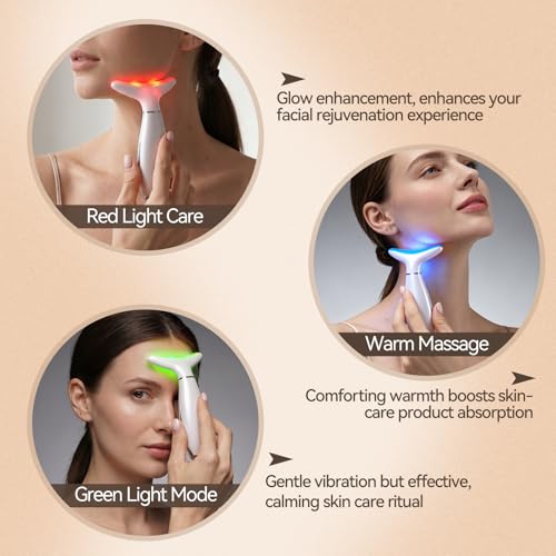 Image of Neck Face Massager Tool, 3-in-1 Portable Facial Massager, Face Sculpting Tool at Home for Skin Care with Vibration (White)