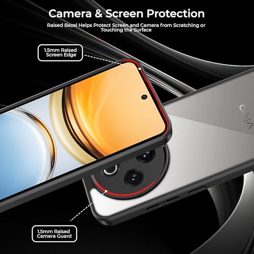 Image of A rtistque Clear Hard Armor Transparent Cover Case for iQOO Z10 5G / Vivo T4 5G | Anti-Drop Shockproof | TPU Edge | Stylish Design | Camera Protection | iQOO Z10 / Vivo T4 Back Cover - Black