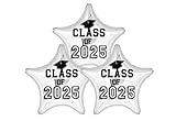 Set of 3 Class of 2025 Graduation 18' Foil Party Balloons (White)