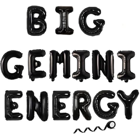 Big Gemini Energy Banner,Gemini Birthday Decoration,12 Zodiac Constellations Birthday Themed Party Decorations,Black Cover