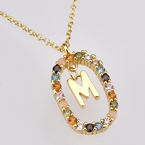Collar de Plata de Ley con Letras Doradas a - Z Inicial MSCK Alfabeto Colgante Cadena Larga joyería Fina de Regalos para niñas