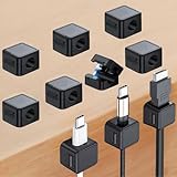 10 Pack Cord Organizer, Magnetic Cable Management, Cord Holder for Desk, Adhesive Cable Clips Wire Keeper for Nightstand, Home, Office, Desktop, Car, Wall (Black)