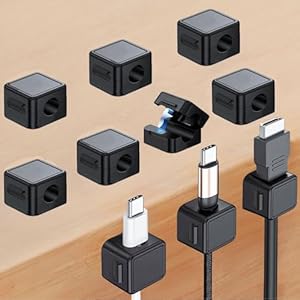 2026 Upgraded Cord Organizer, 10 Pack Magnetic Cable Management, Cord Holder for Desk, Adhesive Cable Clips Wire Keeper for Nightstand, Home, Office, Desktop, Car, Wall (Black)