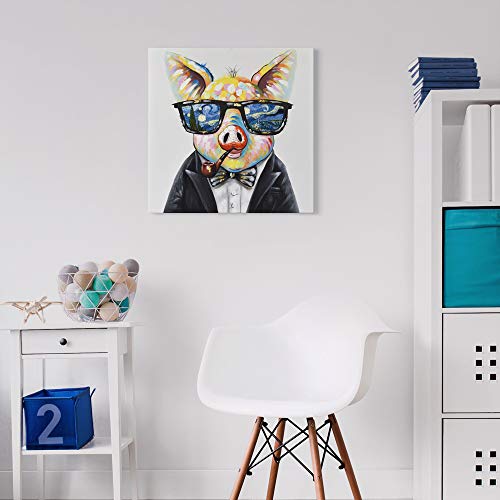 Seven Wall Arts Pig Canvas Picture Wall Art Colorful Animal With Glasses Pictures Painting Cute Pig Artwork Gifts For Pig Lovers For Living Room Bedroom Office Home Decor 24 X 24 Inch thumb #5
