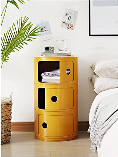 Comodino grigio in legno e vetro con 1 cassetto, comodino rotondo e morno｜Homary