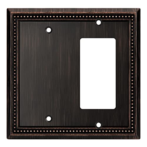 Image of Henne Bery Sunken Pearls Heavy Duty Decorative Wall Plate Switch Plate Outlet Cover (Blank /Decorator, Aged Bronze)