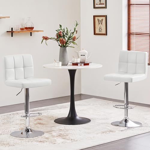 image for Yaheetech Bar Stools Set of 4, PU Leather Adjustable Swivel Barstools,