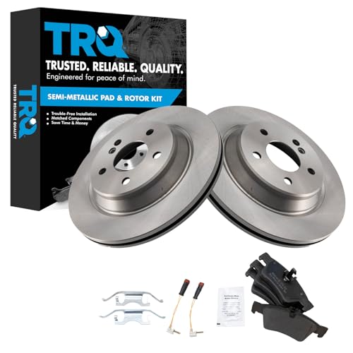Image of TRQ Rear Brake Pad and Rotor Set Semi Metallic Compatible with 2003 Mercedes-Benz CL500 2003-2006 S430 S500