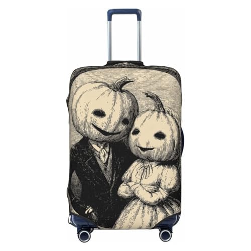 Two Cute Pumpkins In Wedding Attire Elastic Travel Luggage Covers Dustproof Scratch-Resistant Suitcase Protector Fit 22-24 Inch