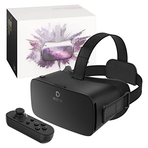 DESTEK V5 VR Headset for Kids w/VR Gamepad, 128 Premium VR apps Included, Anti-Blue Eyes Protected HD Lenses, 110° FOV Virtual Reality Headsets for iPhone, Android Phone- Black
